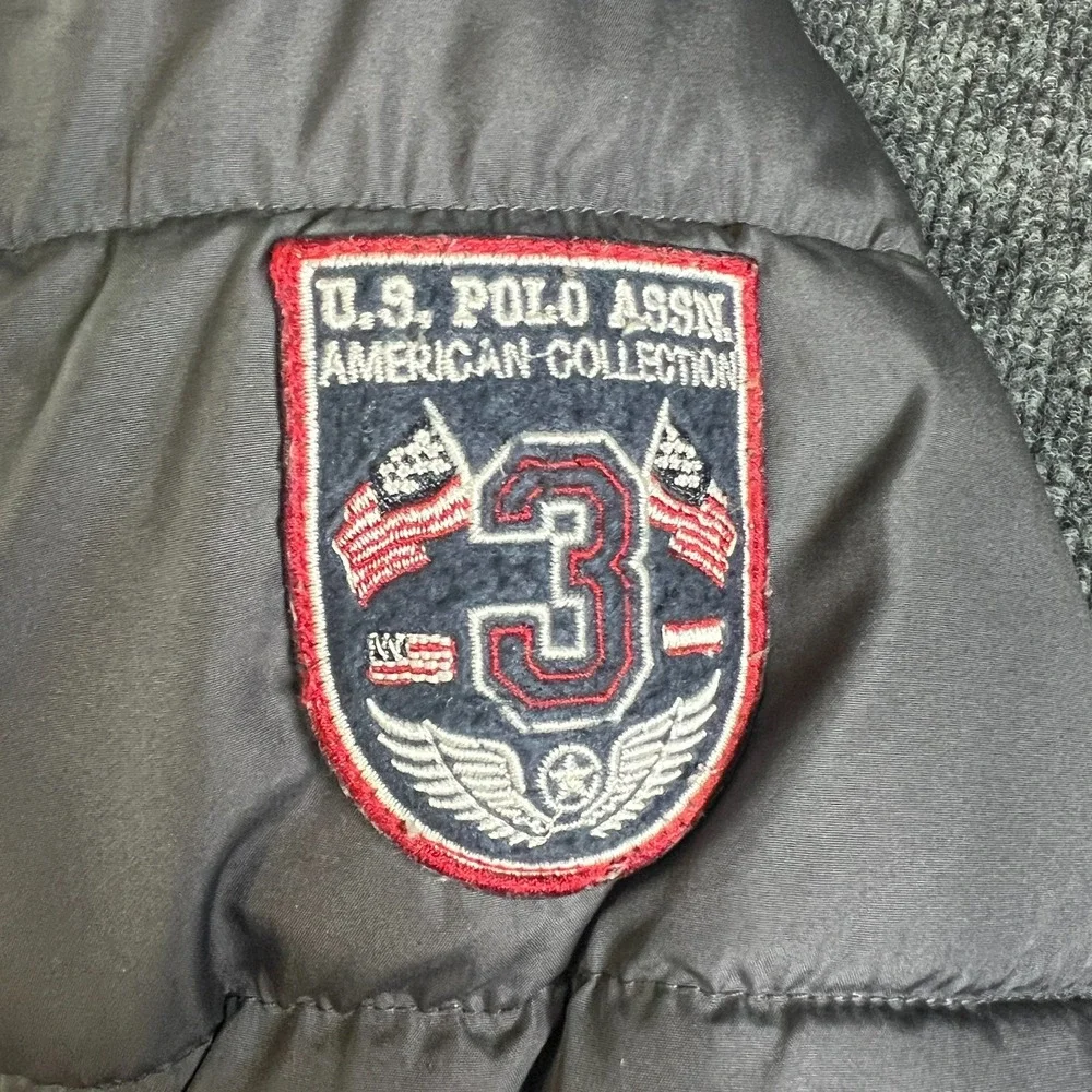 US Polo Assn Puffer Jacket Boys M 10\12 Red Black Hooded Fleece‎ Lined Pony Logo
